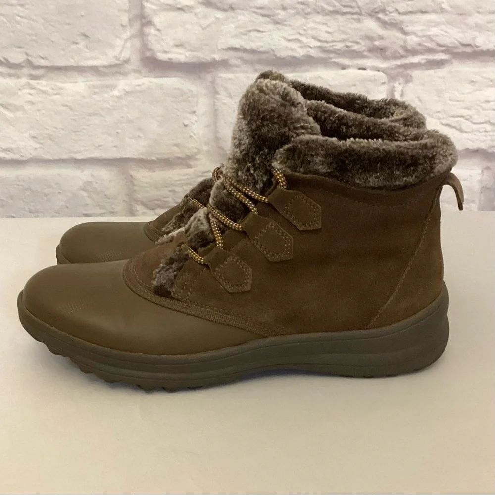 BareTraps 8.5 Augustina Suede Women's Brown Faux Fur-Lined Ankle Boots Booties
